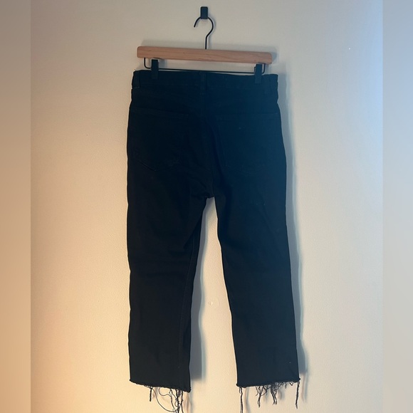 ZARA Black High Rise Wide Leg Raw Hem Jeans - Picture 2 of 3
